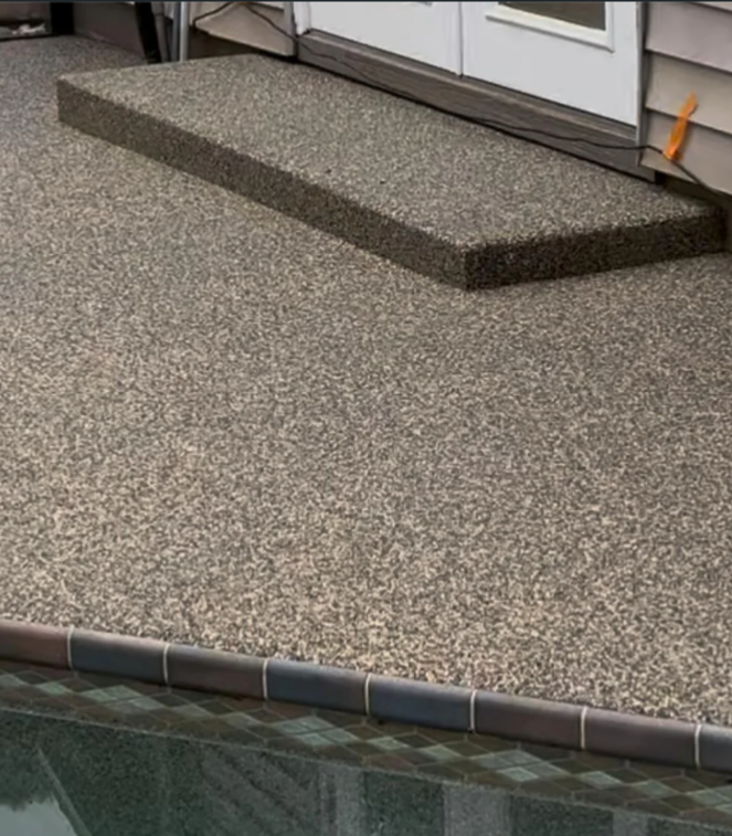 Resin covered pool deck